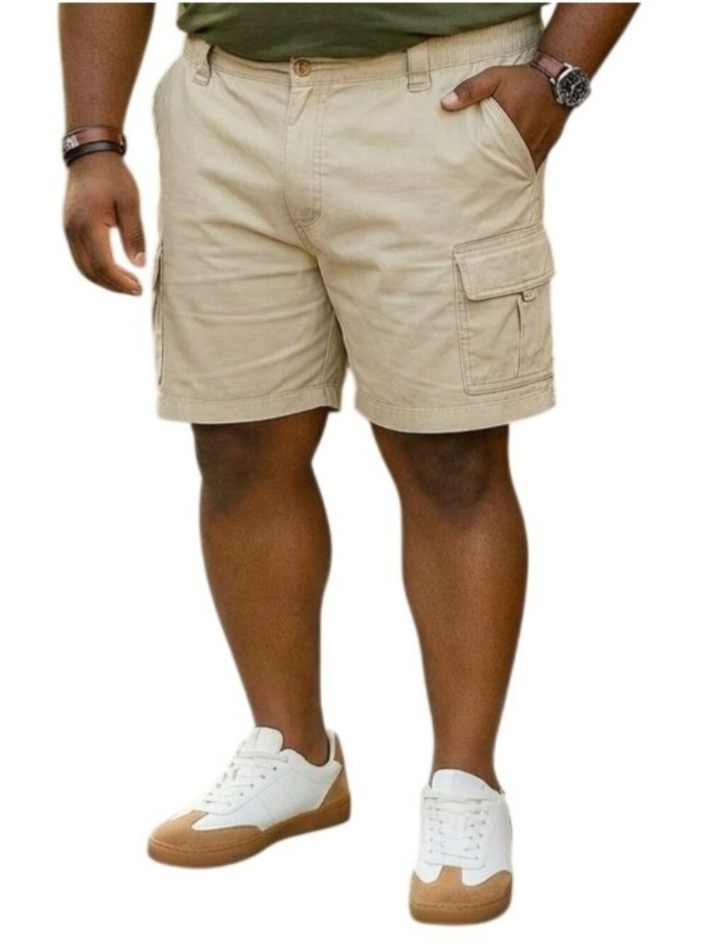 St Johns Bay Mens Size 44 Shorts Cargo Khaki 100% Cotton Casual Durable Style